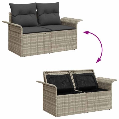 Zestaw Sof na Ogród z poduszką 8 pcs Jasnoszary Rattan poli