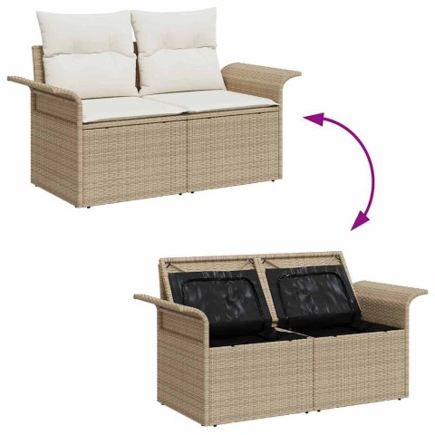 Zestaw Sof na Ogród z poduszką 9 pcs Beżowy Rattan poli