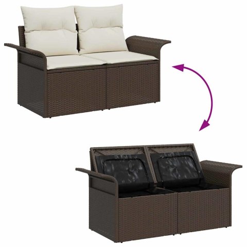 Zestaw Sof na Ogród z poduszką 11 pcs Brązowy Rattan poli