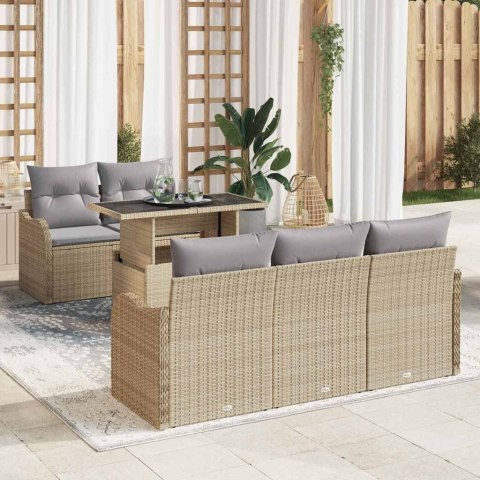 Zestaw Sof na Ogród z poduszką 6 pcs Beżowy Rattan poli