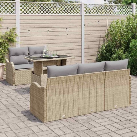 Zestaw Sof na Ogród z poduszką 6 pcs Beżowy Rattan poli