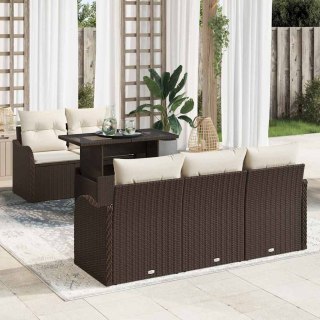 Zestaw Sof na Ogród z poduszką 6 pcs Brązowy Rattan poli