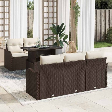 Zestaw Sof na Ogród z poduszką 6 pcs Brązowy Rattan poli