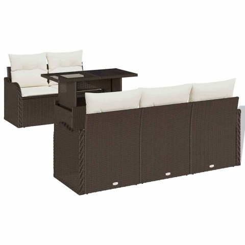 Zestaw Sof na Ogród z poduszką 6 pcs Brązowy Rattan poli