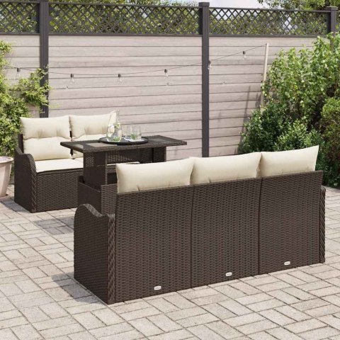 Zestaw Sof na Ogród z poduszką 6 pcs Brązowy Rattan poli