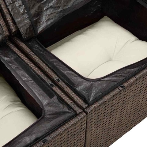 Zestaw Sof na Ogród z poduszką 6 pcs Brązowy Rattan poli