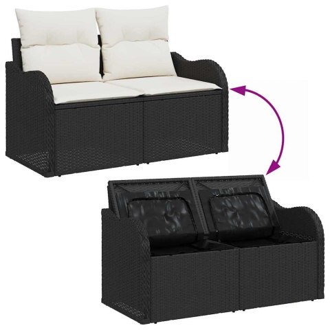 Zestaw Sof na Ogród z poduszką 6 pcs Czarny Rattan poli
