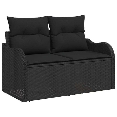 Zestaw Sof na Ogród z poduszką 6 pcs Czarny Rattan poli