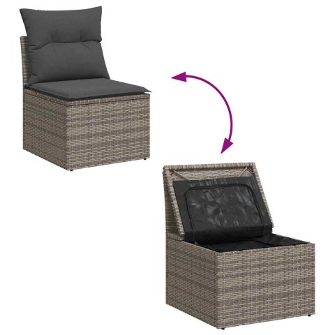 Zestaw Sof na Ogród z poduszką 6 pcs Szary Rattan poli