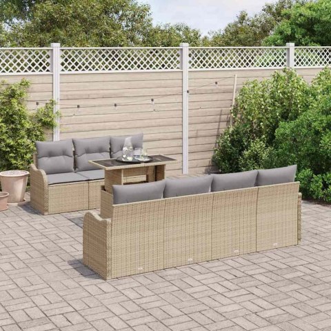 Zestaw Sof na Ogród z poduszką 8 pcs Beżowy Rattan poli