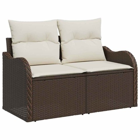 Zestaw Sof na Ogród z poduszką 8 pcs Brązowy Rattan poli