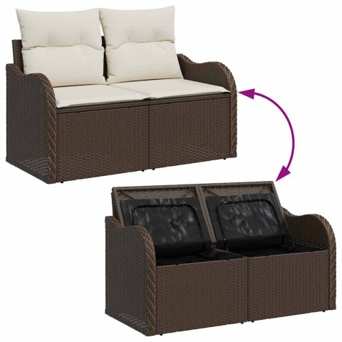 Zestaw Sof na Ogród z poduszką 8 pcs Brązowy Rattan poli