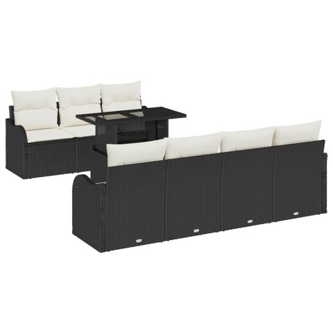 Zestaw Sof na Ogród z poduszką 8 pcs Czarny Rattan poli