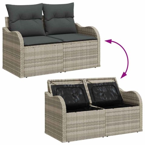 Zestaw Sof na Ogród z poduszką 11 pcs Jasnoszary Rattan poli