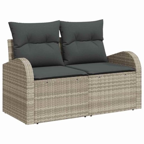Zestaw Sof na Ogród z poduszką 5 pcs Jasnoszary Rattan poli