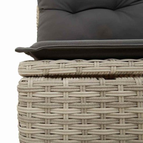 Zestaw Sof na Ogród z poduszką 5 pcs Jasnoszary Rattan poli