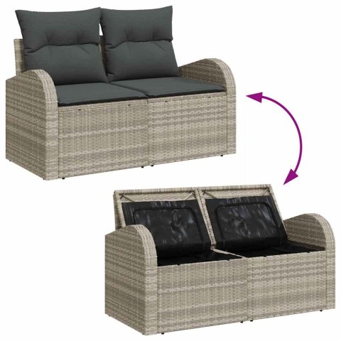 Zestaw Sof na Ogród z poduszką 5 pcs Jasnoszary Rattan poli