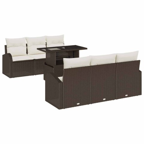 Zestaw Sof na Ogród z poduszką 7 pcs Brązowy Rattan poli