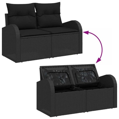 Zestaw Sof na Ogród z poduszką 7 pcs Czarny Rattan poli