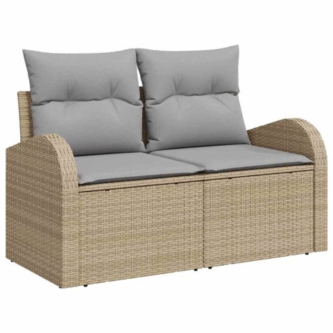 Zestaw Sof na Ogród z poduszką 8 pcs Beżowy Rattan poli
