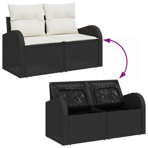 Zestaw Sof na Ogród z poduszką 8 pcs Czarny Rattan poli