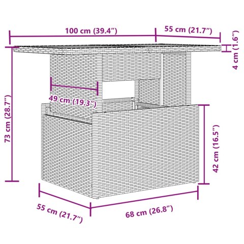 Zestaw Sof na Ogród z poduszką 9 pcs Jasnoszary Rattan poli