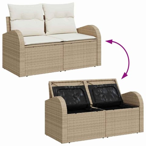 Zestaw Sof na Ogród z poduszką 9 pcs Beżowy Rattan poli