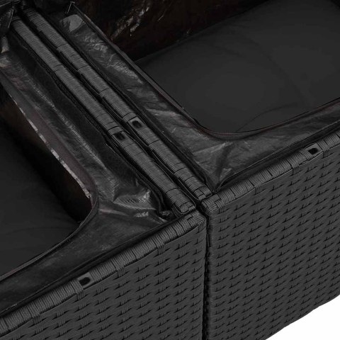 Zestaw Sof na Ogród z poduszką 9 pcs Czarny Rattan poli