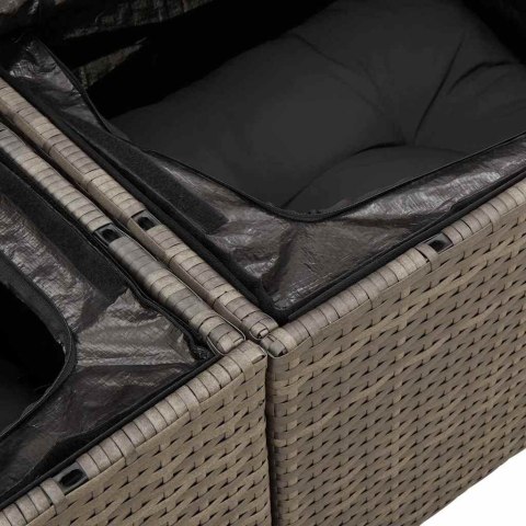 Zestaw Sof na Ogród z poduszką 9 pcs Szary Rattan poli