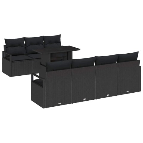 Zestaw Sof na Ogród z poduszką 8 pcs Czarny Polirattan