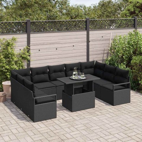 Zestaw Sof na Ogród z przechowywaniem 10 pcs Czarny Polirattan