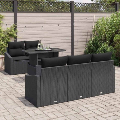 Zestaw Sof na Ogród z poduszką 6 pcs Czarny polirattan