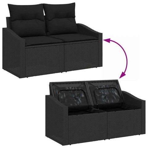 Zestaw Sof na Ogród z poduszką 6 pcs Czarny polirattan