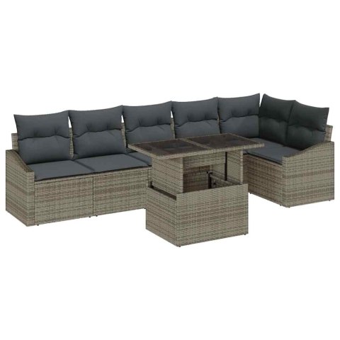 Zestaw Sof na Ogród z poduszką z przechowywaniem 7 pcs Szary