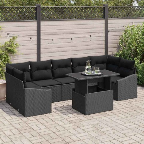 Zestaw Sof na Ogród z przechowywaniem 8 pcs Czarny Polirattan