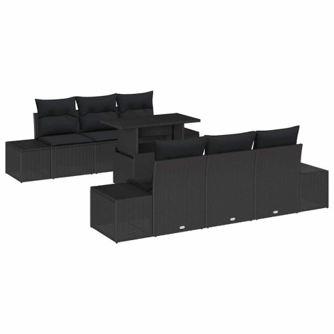 Zestaw Sof na Ogród z poduszką 7 pcs Czarny