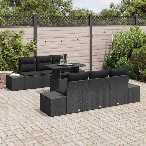 Zestaw Sof na Ogród z poduszką 7 pcs Czarny