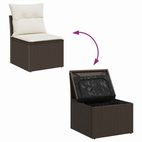 Zestaw Sof na Ogród z poduszką 9 pcs Brązowy i Kremowy