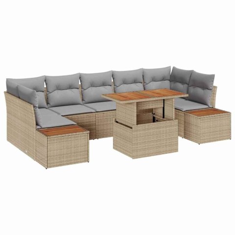 Zestaw Sof na Ogród z przechowywaniem 8 pcs Beżowy Polirattan
