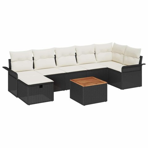 Zestaw Sof na Ogród 8 pcs Czarny polirattan