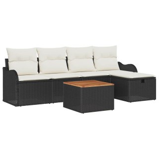Zestaw Sof na Ogród z poduszką 6 pcs Czarny Polirattan