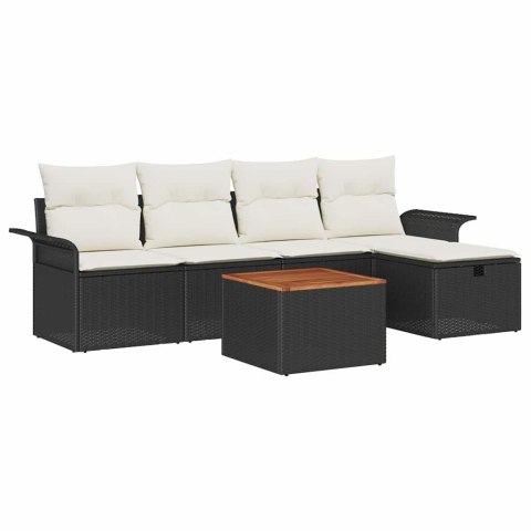 Zestaw Sof na Ogród z przechowywaniem 6 pcs Czarny Polirattan