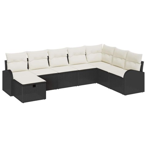 Zestaw Sof na Ogród z poduszką 8 pcs Czarny Polirattan