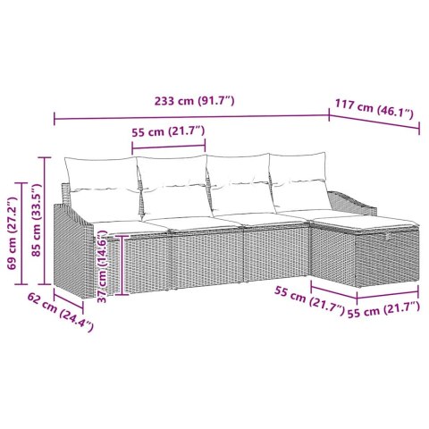 Zestaw Sof z poduszką 6 pcs polirattan