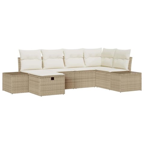 Zestaw Sof na Ogród 6 pcs Beżowy 55 x 62 x 69 cm Polirattan