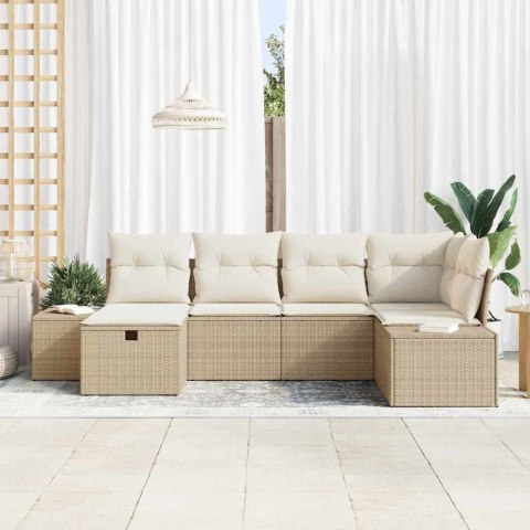 Zestaw Sof na Ogród 6 pcs Beżowy 55 x 62 x 69 cm Polirattan