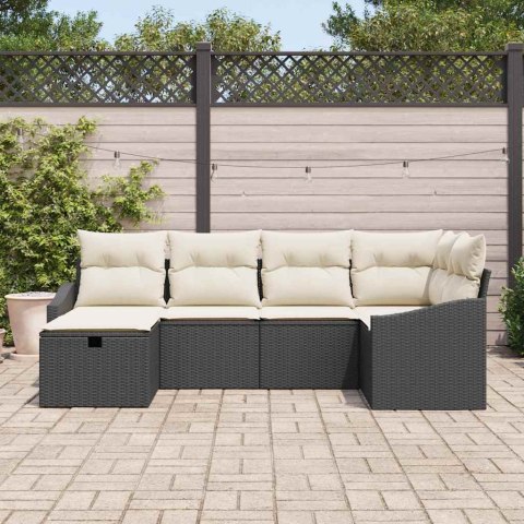Zestaw Sof na Ogród 6 pcs Czarny 55 x 62 x 69 cm Polirattan