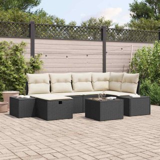 Zestaw Sof na Ogród 7 pcs Czarny 55 x 62 x 69 cm Polirattan