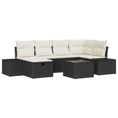 Zestaw Sof na Ogród 7 pcs Czarny 55 x 62 x 69 cm Polirattan