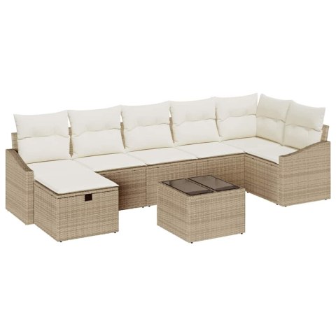 Zestaw Sof na Ogród 8 pcs Beżowy 55 x 62 x 69 cm Polirattan